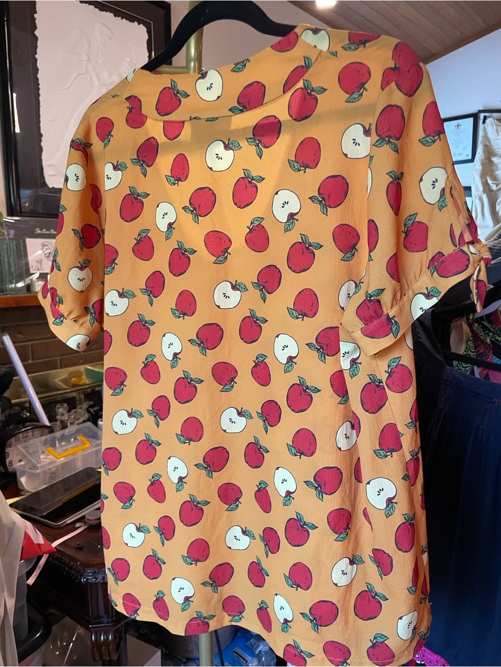 ModCloth Yellow Apple Print Blouse - Picture 4 of 4